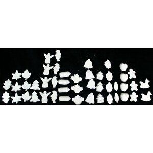 Lot of White Paintable Craft Pieces Flat & 3D Multiple Shapes House Apple Leaf